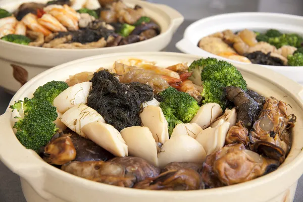 Poon Choi Cantonese Big Feast Bowls Closeup — Stock Photo, Image