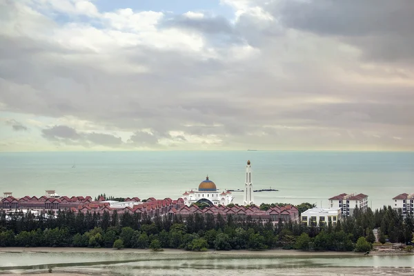 Letecký pohled na Malacca průlivy mešita — Stock fotografie