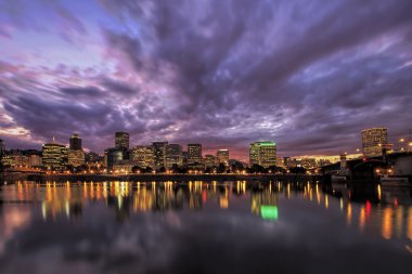 Portland Oregon Waterfront Skyline After Sunset clipart