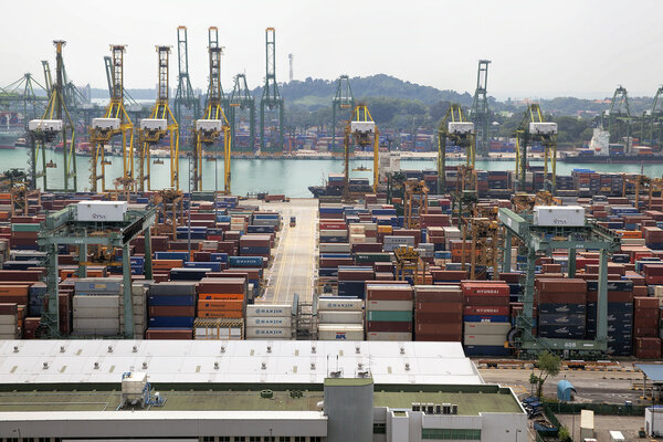 Portl of Singapore Shipyard with Containers