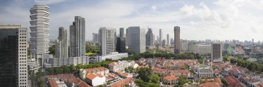 Kampong glam Singapur hava görünümünü panorama içinde