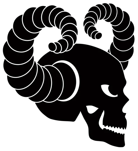 Skull with Horns Illustration — Stock Vector