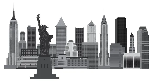 New York City Skyline Black and White Illustration ⬇ Vector Image by ...