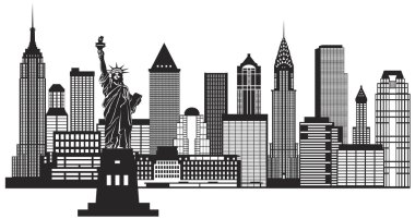 New york city skyline siyah beyaz resim