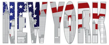 New York City Skyline Text Ooutline Vector Illustration clipart
