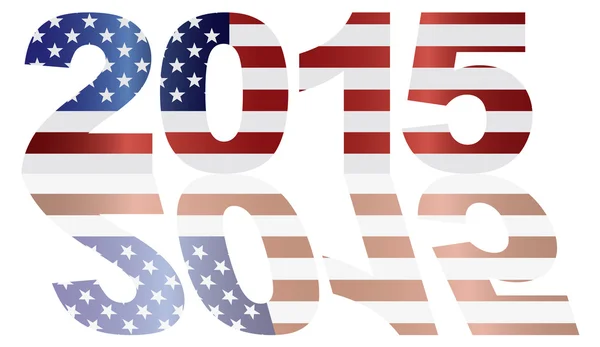 2015 usa vlag getallen met reflectinoutline vector illustratie — Stockvector