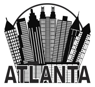 Atlanta skyline circle siyah beyaz resim