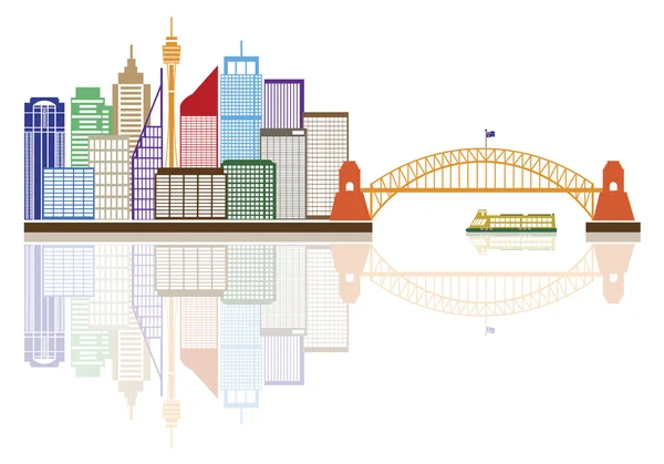 Sydney Avustralya manzarası renkli çizimi — Stok Vektör