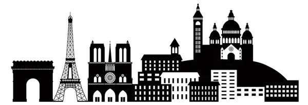 Силуэт Skyline города Париж Черно-белая иллюстрация — стоковый вектор