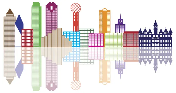 Dallas city skyline farbige skizze illustration — Stockvektor