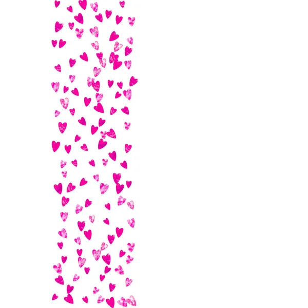 ピンクの輝きの心を持つバレンタインの背景。2月14日。バレンタインバックグラウンドテンプレート用ベクトルコンフェッティ。手描きのグランジ. — ストックベクタ