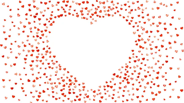 Grunge Herzhintergrund Zum Valentinstag Mit Rotem Glitzer Februar Vektor Konfetti — Stockvektor