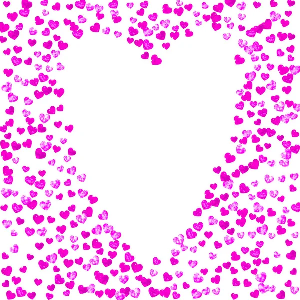 Tarjeta San Valentín Con Corazones Purpurina Rosa Febrero Vector Confetti — Vector de stock