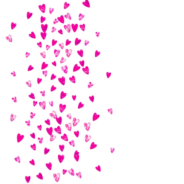 Fondo San Valentín Con Corazones Purpurina Rosa Febrero Vector Confetti — Vector de stock