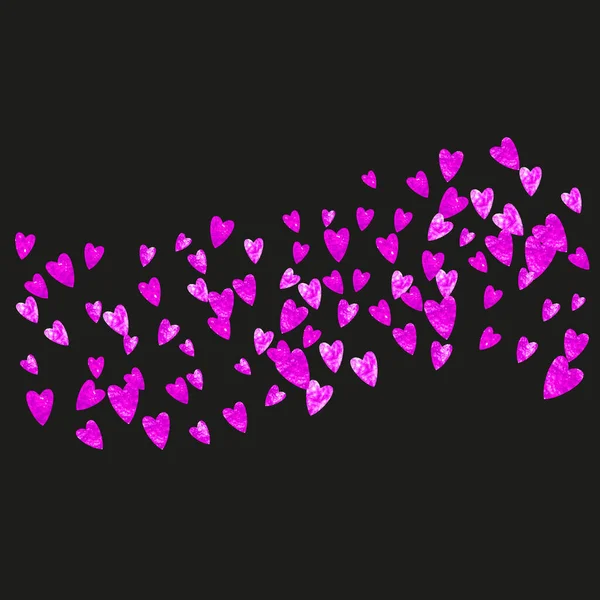Fondo San Valentín Con Corazones Purpurina Rosa Febrero Vector Confetti — Vector de stock