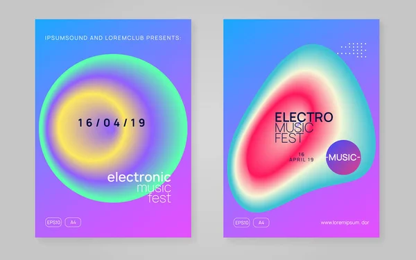 Elektronisk Fest Trendy Musikbanner Dynamisk Baggrund Brochure Form Cool Effekt Royaltyfrie stock-illustrationer