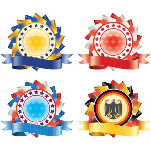 Prix ruban rosettes. couleurs du drapeau national.(vecteur, CMJN) — 图库矢量图片