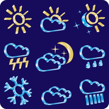 wether icon set (vector, CMYK) clipart
