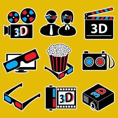 3D film cihazlar. (vektör, cmyk simgesini ayarla)
