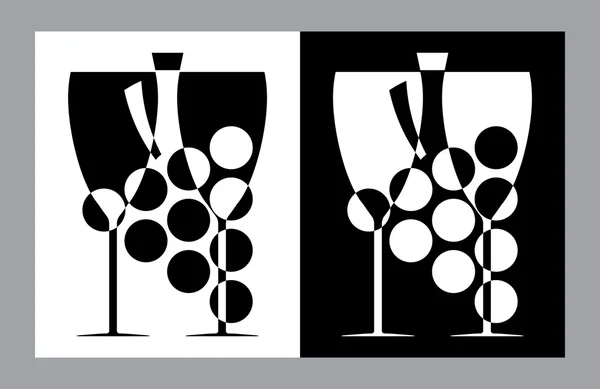 Weingläser und Flaschenschild (Vektor, cmyk) — Stockvektor