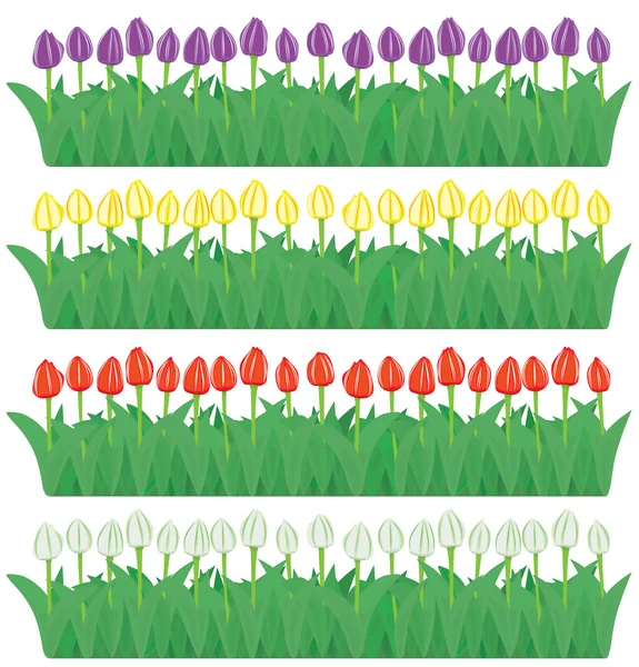 Conjunto de bordas de flores (vetor, CMYK ) — Vetor de Stock