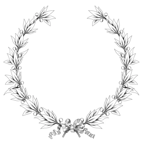 Corona de laurel (colores blanco y negro ) — Vector de stock