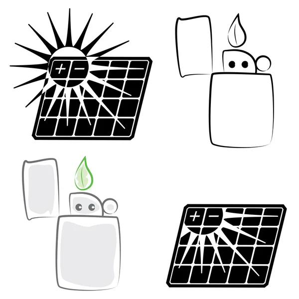 Solar panel and lighter symbols set(vector, CMYK) — Stock Vector