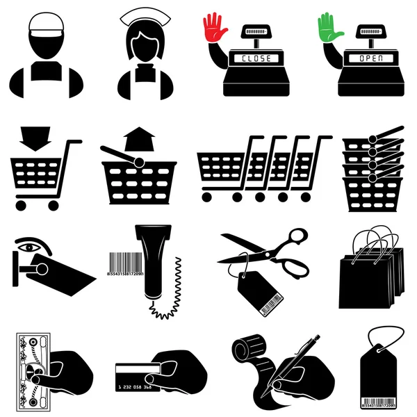 Supermarket icon set — Stock Vector