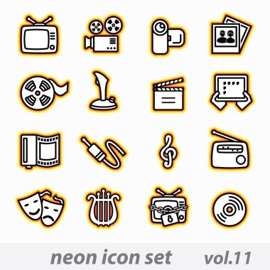 Neon multimedya bilgisayar Icon set