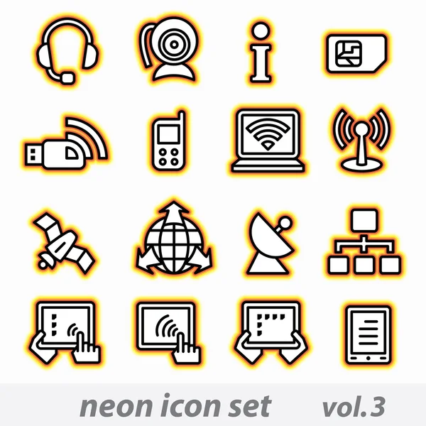 Neon Icon Set (Vektor, CMYK) — Stockvektor