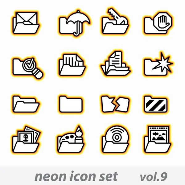 Neon Icon Set (Vektor, CMYK) — Stockvektor