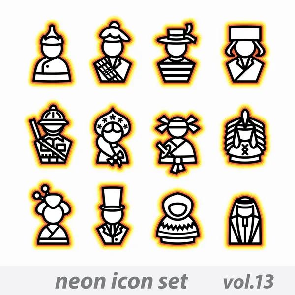 Neon ikonkészlet (vektor, CMYK) — Stock Vector