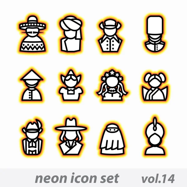 Neon icon set(vector, CMYK) — Stock Vector