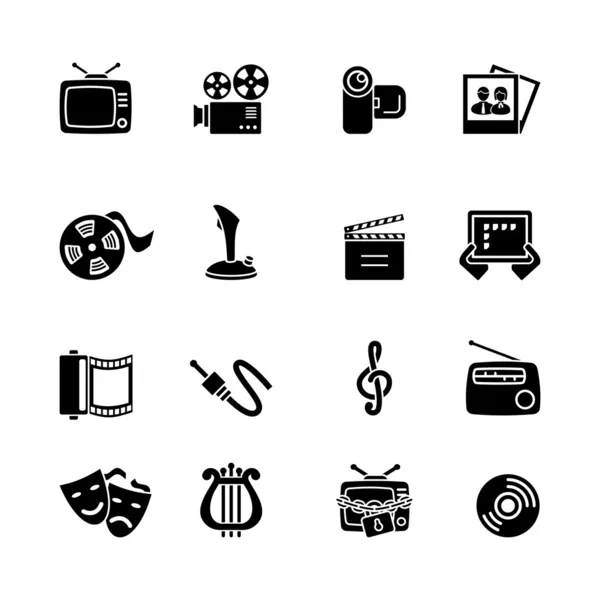 Conjunto de iconos de computadora multimedia — Vector de stock