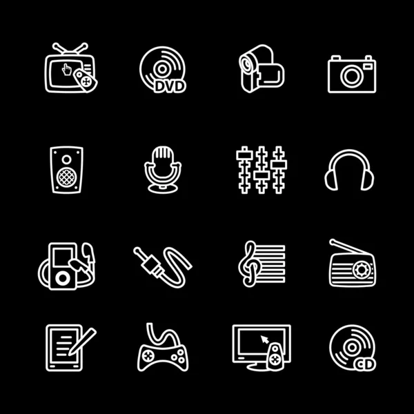 Conjunto de iconos de computadora multimedia — Archivo Imágenes Vectoriales