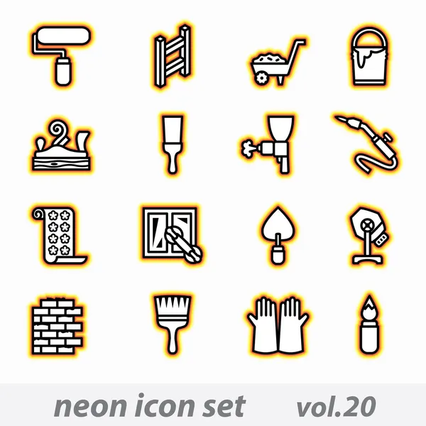 Conjunto de iconos de neón (vector, CMYK ) — Vector de stock