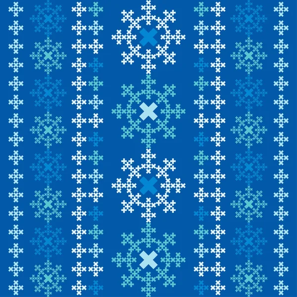 クリスマスクロスステッチ 雪片だ シームレスなパターン 休日の生地 ウェブデザインや印刷のためのベクターイラスト — ストックベクタ