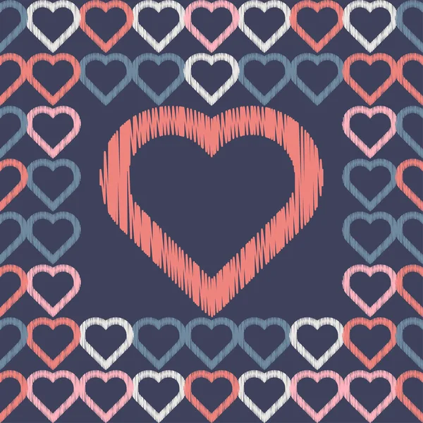 Fondo Sin Costuras Con Corazones Decorativos Día San Valentín — Vector de stock