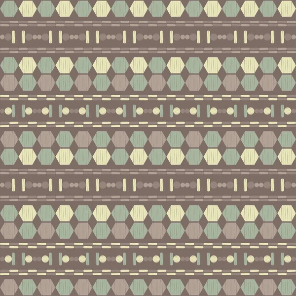 Mosaic Striped Geometric Figures Ethnic Boho Ornament Seamless Pattern Design —  Vetores de Stock