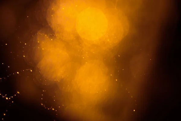 Abstrakter Hintergrund Von Orangefarbenem Bokeh Neujahrskonzept Kleine Lichter Verschwommenem Fokus — Stockfoto