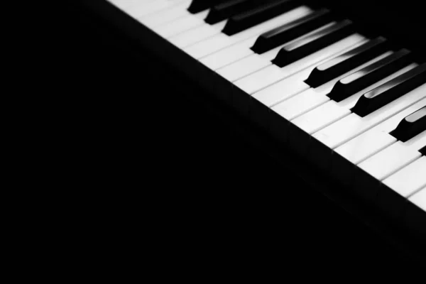 Música Fondo Teclas Piano Blanco Negro Oscuridad — Foto de Stock