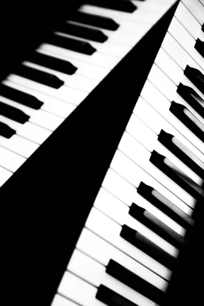 Musica Sottofondo Tasti Pianoforte Bianco Nero Buio — Foto Stock