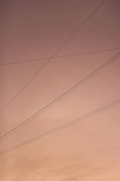 Diagonaler Himlen Kraftledningar Minimalism Himlen — Stockfoto