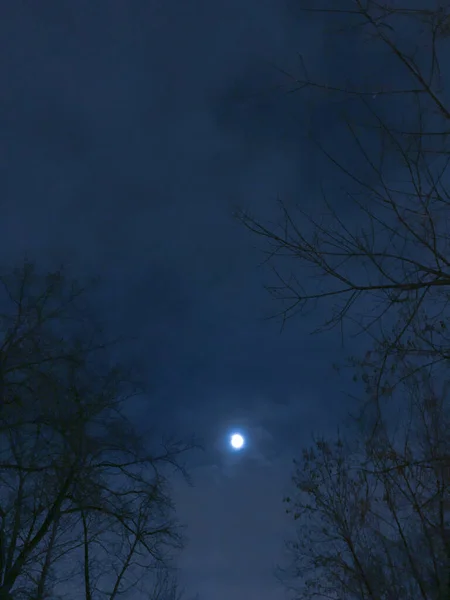 안개낀 하늘의 보름달 — 스톡 사진