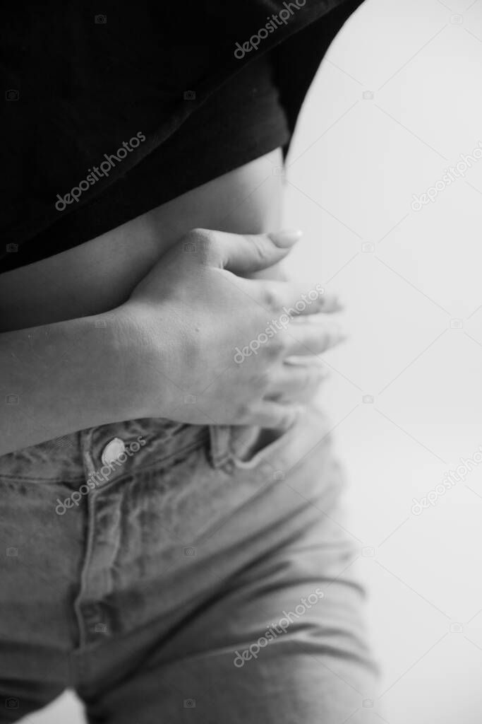 Black and white photo of body parts, Details of body beautiful girl