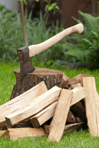 Axe and firewood — Stock Photo, Image