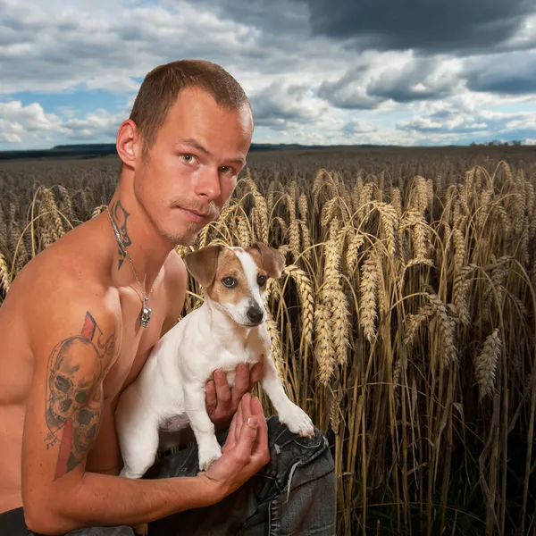 Teenager with dogs — Stock Photo, Image
