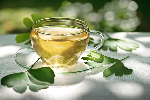 Tea with herbaceous plant — Stock Photo, Image