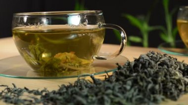 fincan çay ve gevşek çay, pan