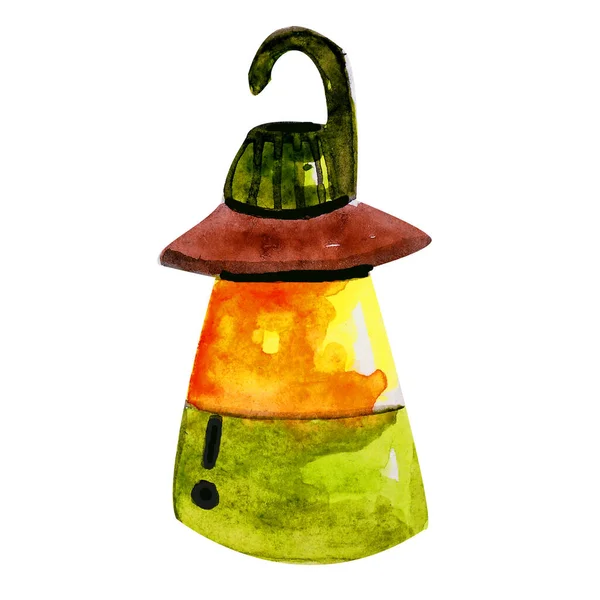 Watercolor pendant lamp tourist lamp with backlight — Stock Photo, Image